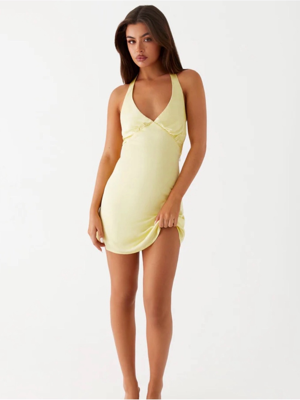 Peppermayo Yellow Halter Mini Dress